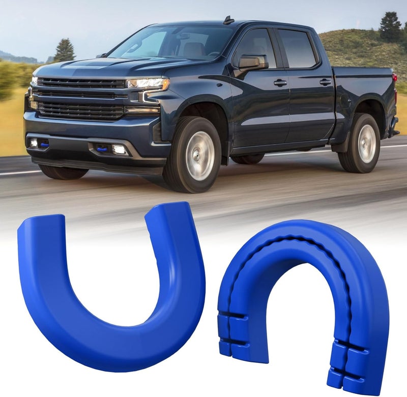 TECHPICCO Long Tow Hook Covers for Silverado 1500 2007-2026/GMC Sierra 1500 2007-2019, Front Tow Hooks Covers Compatible with Chevrolet Silverado 1500 Accessories Blue (Not fit Verticle Tow Hooks) - Image 1